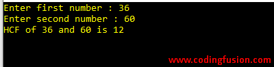 CSharp-program-to-Find-HCF-of-two-Numbers