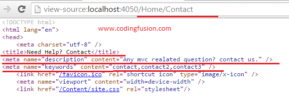 Dynamically add meta tags in Asp .Net MVC