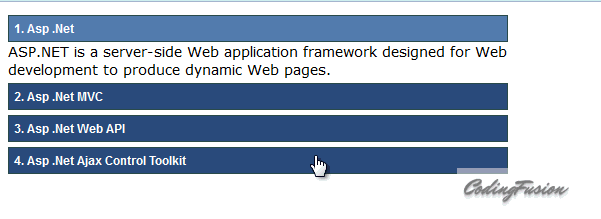 Ajax control toolkit accordion example with demo