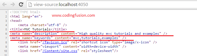 Dynamically add meta tags in Asp .Net MVC